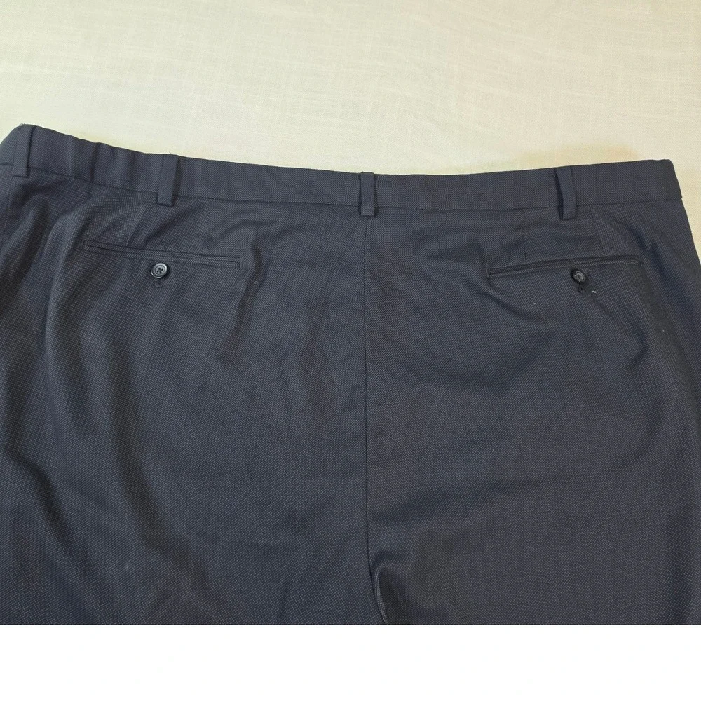 Claiborne Mens Black Textured Dress Pants Flat Front Trousers 50x32 735522